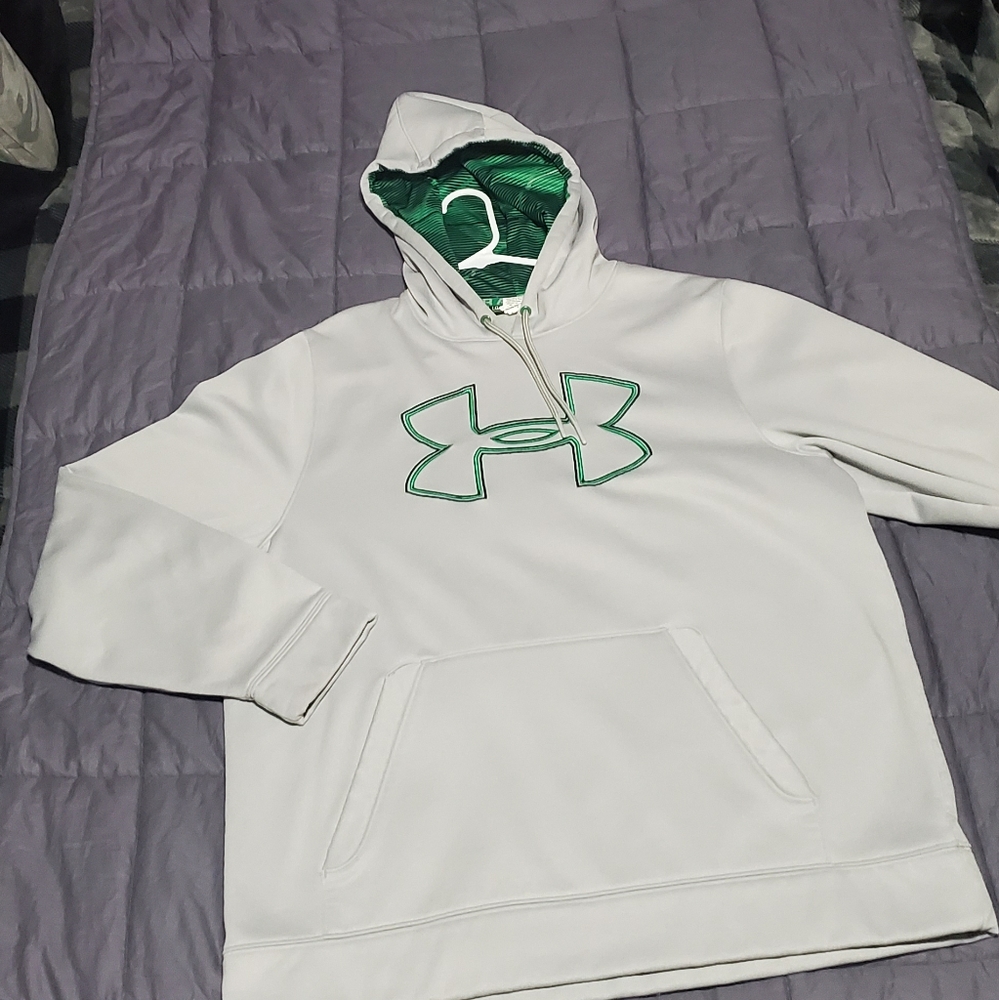 UNDER ARMOUR Grey and Green Sweatshirt Mens Large
